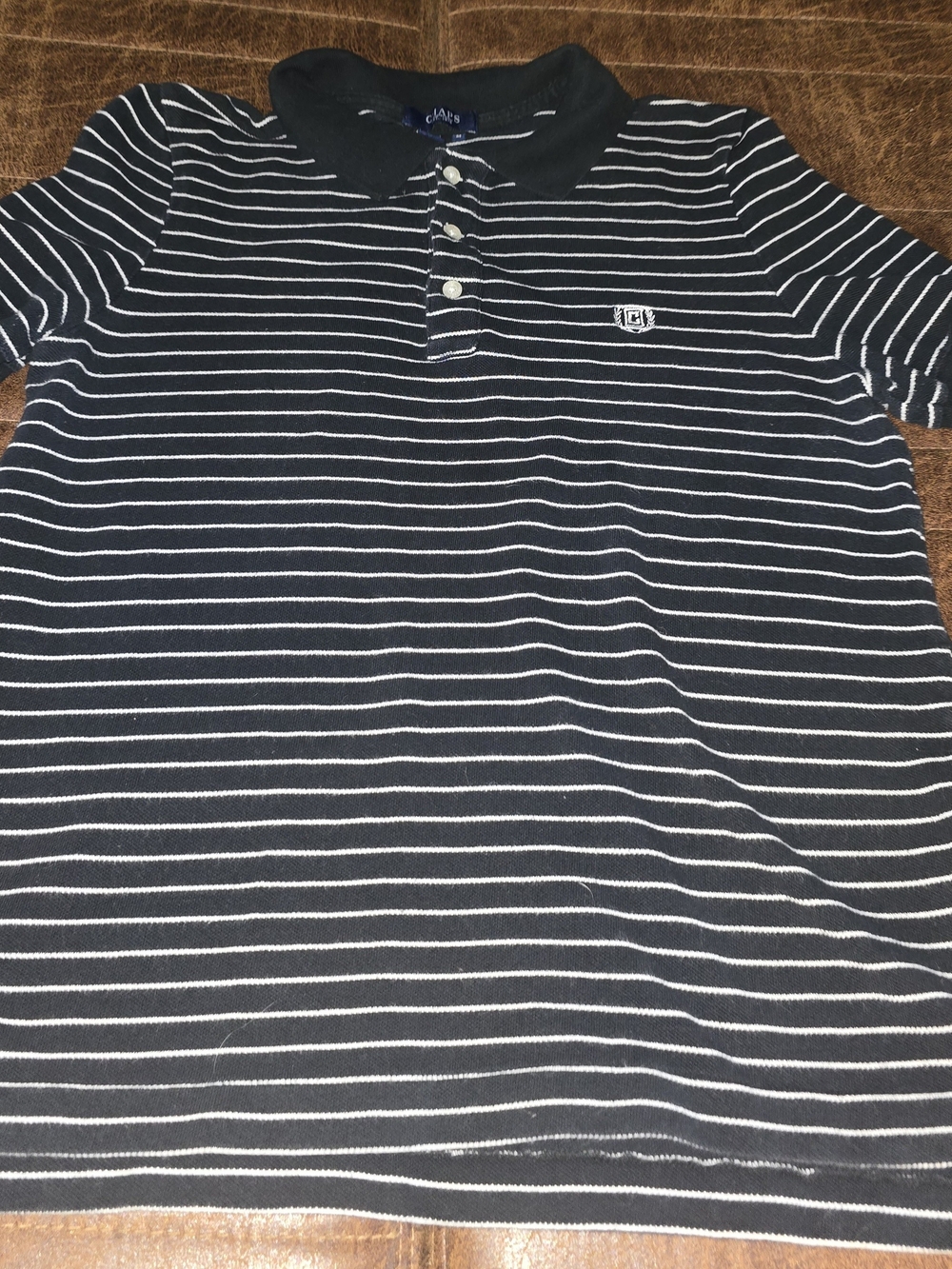 Boys Chaps Black and White Striped Polo Shirt
